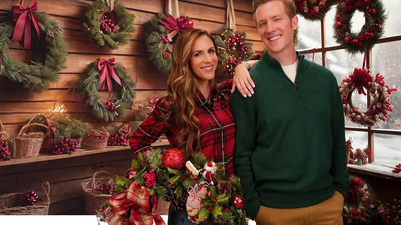 Christmas Wreaths and Ribbons backdrop
