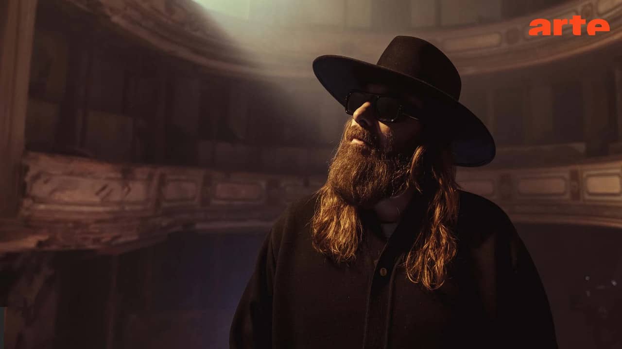 Sébastien Tellier at the Mirecourt Theater Passengers backdrop