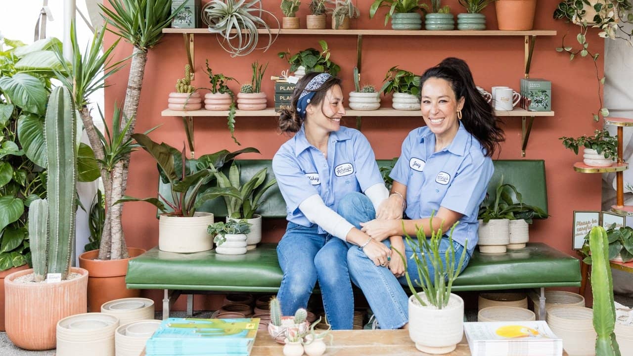The Retro Plant Shop with Mikey and Jo backdrop