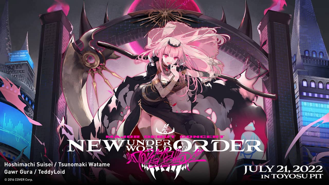Mori Calliope Major Debut Concert “New Underworld Order” backdrop