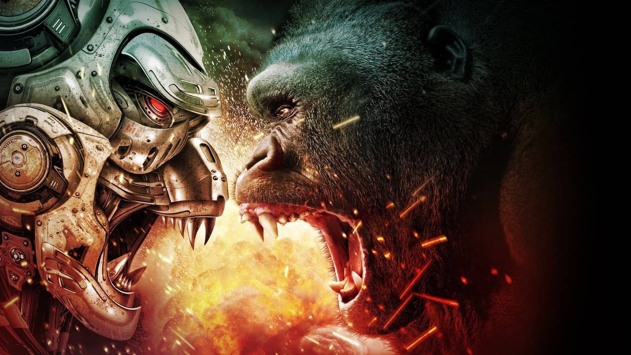 Ape vs Mecha Ape backdrop