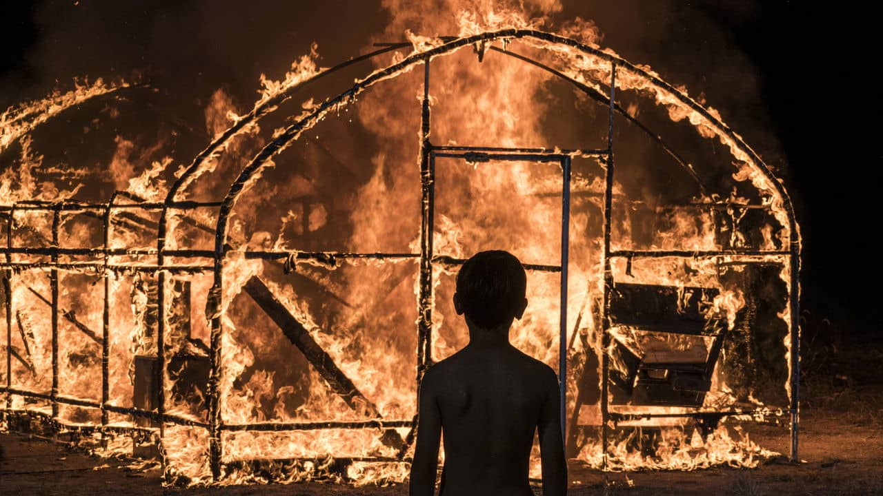 Burning backdrop