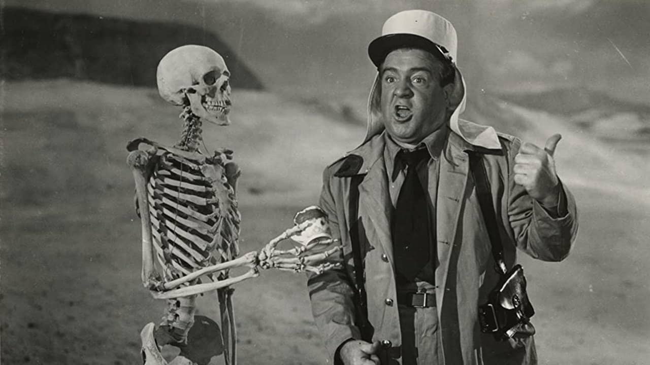Bud Abbott and Lou Costello in the Foreign Legion backdrop